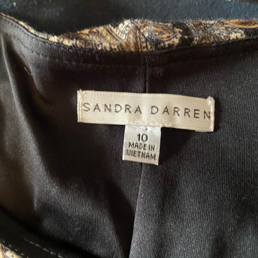 Sandra Darren Black and Brown Paisley 3/4 Sleeve Dress - Picture 6 of 8